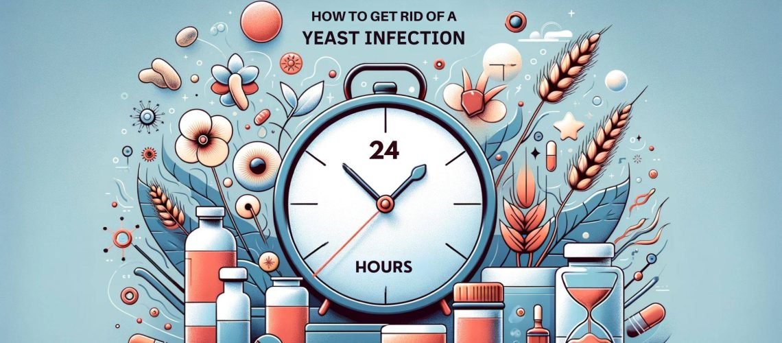 A banner image for a blog post titled 'How to Get Rid of a Yeast Infection in 24 Hours'