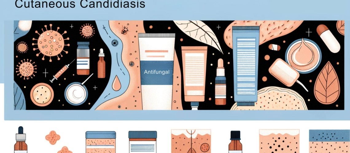 A blog banner design for an article on cutaneous candidiasis, using the same design elements as the previous images but without any text blocks