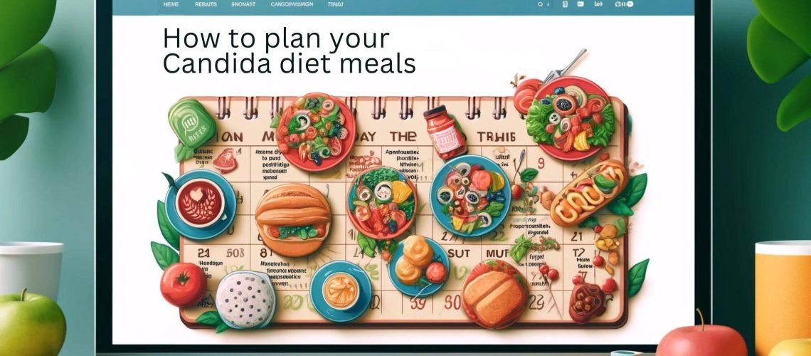 A blog banner design for an article titled 'How to Effortlessly Plan Your Candida Diet Meals for Maximum Impact'
